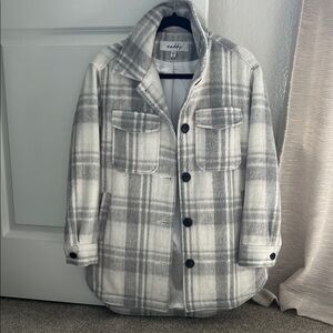 Sebby Gray and White Plaid Oversized Shacket